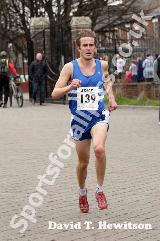 Matt Nicholson (Morpeth) finishing 2nd in the Wallsend Harriers Terry O'Gara Memorial 5k Road Race.